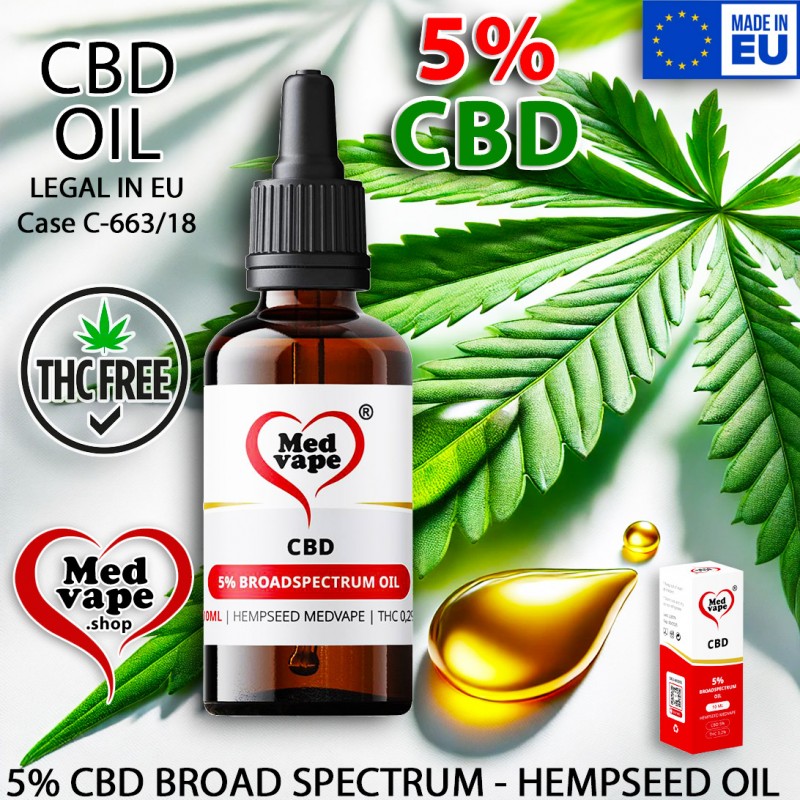 5% CBD BROADSPECTRUM HEMPSEED OIL 10ml MEDVAPE