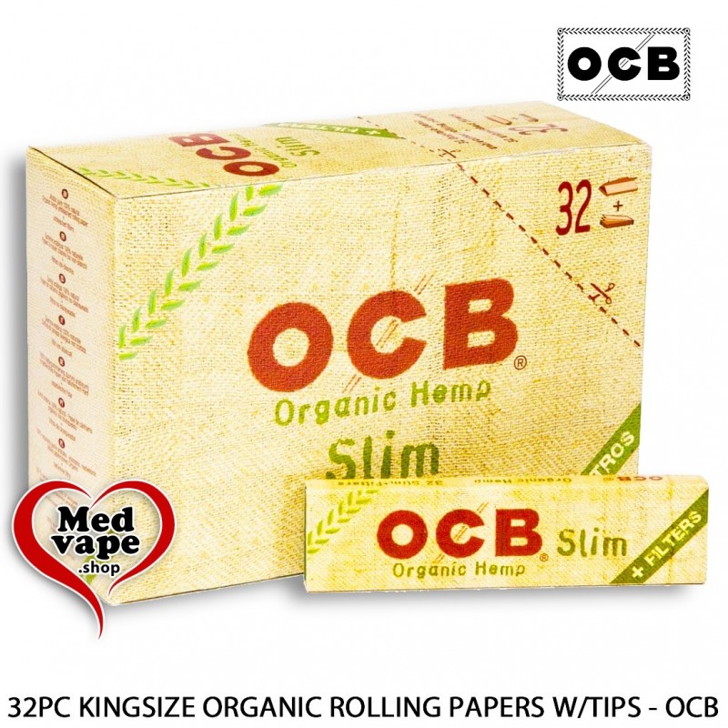 32PC DISPLAY BOX ORGANIC HEMP KINGSIZE ROLLING PAPERS W/TIPS - OCB WEED THC LEGAL MARIJUANA 32PC DISPLAY BOX ORGANIC HEMP KINGSIZE ROLLING PAPERS W/TIPS - OCB WEED THC LEGAL MARIJUANA